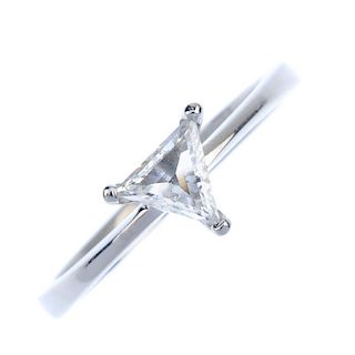 A diamond ring and a diamond pendant. To include a triangular-shape diamond single-stone ring, and a