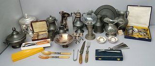 Large lot of Silverplate and Pewter Pieces