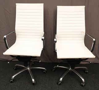 Pair of Modern White Office Chairs