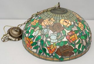 Tiffany Style Floral Leaded Glass Hanging Fixture