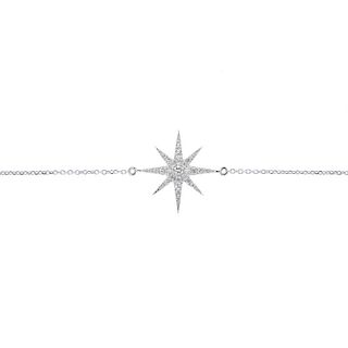 * A diamond star bracelet. The brilliant-cut diamond star, to the belcher-link chain. Total diamond