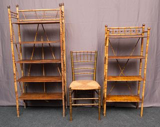 3 Piece Lot of Antique Bamboo Furniture