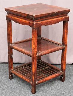 Antique Chinese Square Side Table or Plant Stand