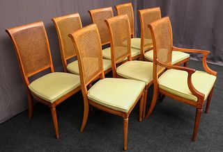Set of Eight French Yellow Seated Chairs