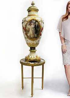 A Monumental French Sevres Hand Painted Vase