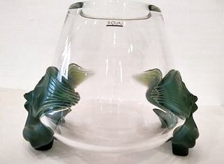 A French LALIQUE Crystal Antinea Footed Vase