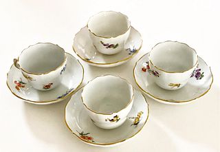 A Meissen Demitasse Cup & Saucer Set (4 Pieces)