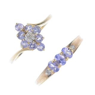 A selection of jewellery. To include a 9ct gold tanzanite and diamond dress ring, a 9ct gold tanzani