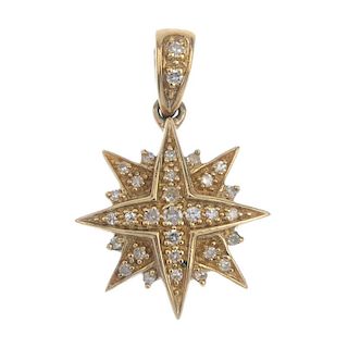 A selection of jewellery. To include a 9ct gold diamond star pendant, a diamond single-stone pendant