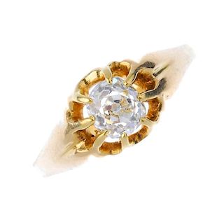 A gentleman's early 20th century 18ct gold diamond single-stone ring. The old-cut diamond, to the ex