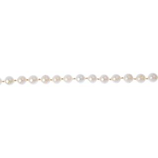 (174110) A cultured pearl single-row necklace. The uniform cultured pearls measuring approximately 7
