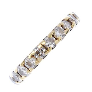 (174110) An 18ct gold diamond half-circle eternity ring. Designed as a line of brilliant-cut diamond