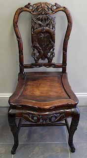 Finely and Highly Carved Asian Hardwood Chair