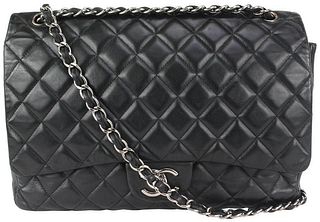 Chanel Black Quilted Lambskin Maxi Classic Double Flap