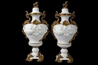 A PAIR OF VERY LARGE 19TH CENTURY SÃƒË†VRES STYLE BISCUIT