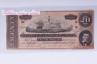 Confederate $20 Civil War Note