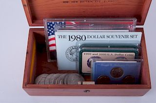 Susan B. Anthony & Eisenhower Coins in Lane Box