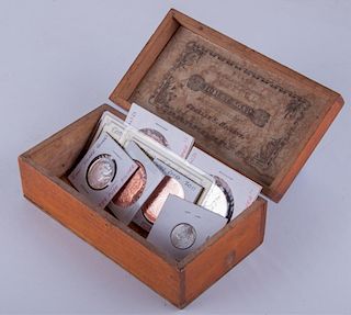 Silver & Copper Coin Collection & Antique Soap Box