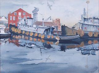 M. Corman USS Arcata Watercolor, Portsmouth, VA