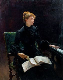 Piano Lesson Lady Portrait Oil Painting