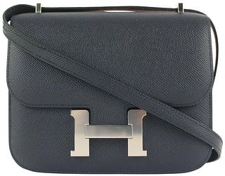 Hermes Bleu Indigo Epsom Leather Mini Constance 18