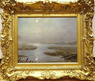 Thames River London Moonlit Nocturne Oil Painting