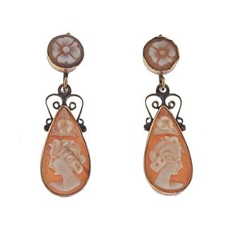 Antique Victorian 18k Gold Cameo Earrings