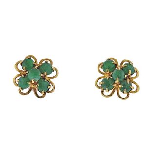 14k Gold Jade Stud Earrings