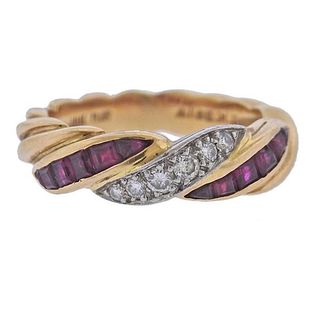 Oscar Heyman Bros. 18k Gold Diamond Ruby Band Ring