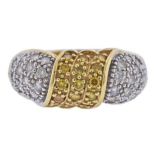 18k Gold Yellow White Diamond Ring
