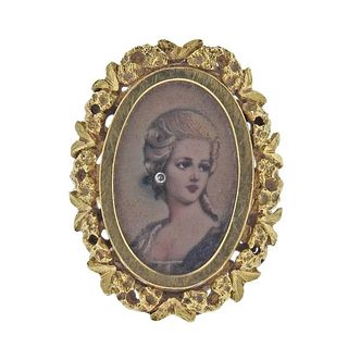 Antique 18k Gold Miniature Portrait Ring
