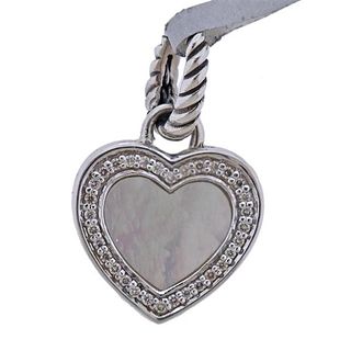 David Yurman Silver Diamond MOP Heart Pendant