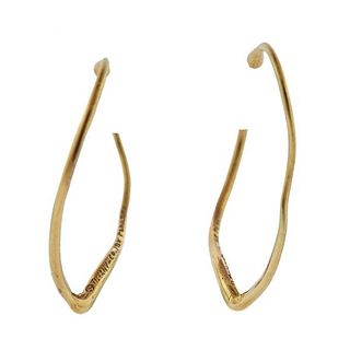 Tiffany &amp; Co Elsa Petretti 18k Gold Open Heart Hoop Earrings