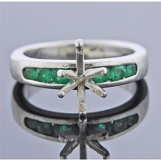 Platinum Emerald Engagement Ring Mounting
