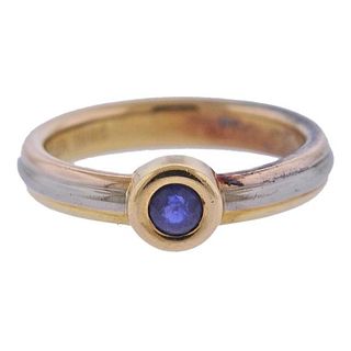 Cartier Trinity 18K Tri Color Gold Sapphire Ring