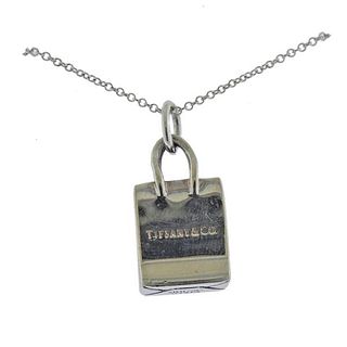 Tiffany &amp; Co Silver Shopping Bag Pendant Necklace 