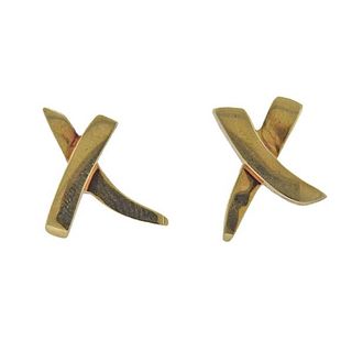 18K Gold  Small  X Stud Earrings