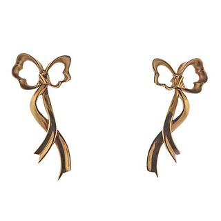 Vintage Tiffany &amp; Co 18K Gold Bow Earrings