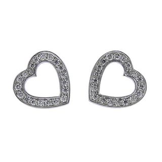 Tiffany &amp; Co Platinum Diamond Heart Small Stud Earrings