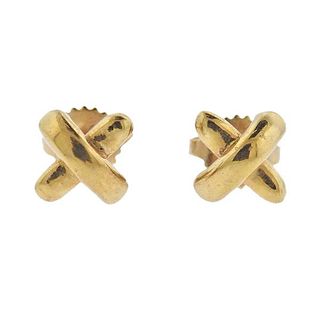 Tiffany &amp; Co 18k Gold Small X Stud Earrings