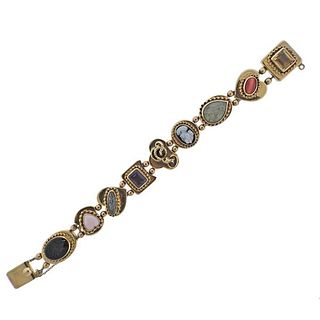 Vintage 14k Gold Multi Gem Slide Bracelet