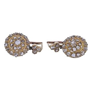 18k Gold Rose Cut Diamond Earrings