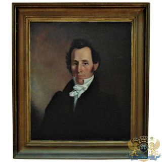19th c. Portrait Painting Gentleman Man Antique
