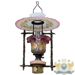 RARE Victorian Hanging Oil Lamp Antique Chandelier