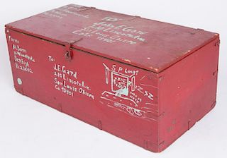 Military Style Red Painted Trunk