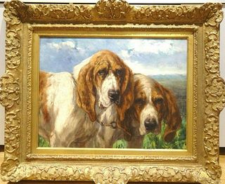 Portrait Of Two Bloodhound Dogs Oil Painting