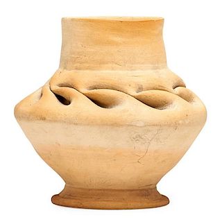 GEORGE OHR Bisque vase with in-body twist