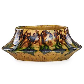 GEORGE OHR Squat vessel, multicolor glaze