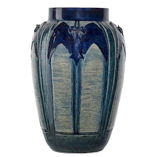 L. NICHOLSON; NEWCOMB COLLEGE Rare vase w/ bats