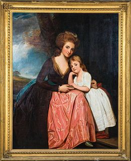Mother Mrs Bradebridge & Daughter Portrait Oil Painting